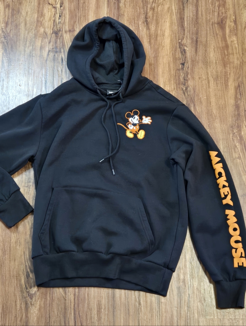 Disney Black Mickey Mouse Cartoon Graphic Hooded Sweatshirt